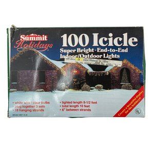 Vintage Summit Holidays 100 Icicle Indoor Outdoor Lights Christmas Holiday